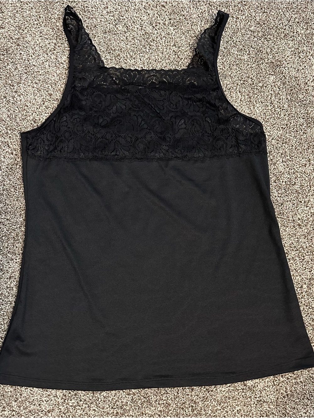 Modern Movement Black Lace Trim Stretch Tank Top Cami Size Medium Boho Concert